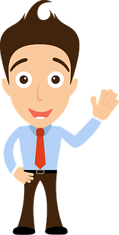 Friendly Cartoon Man Waving PNG Image