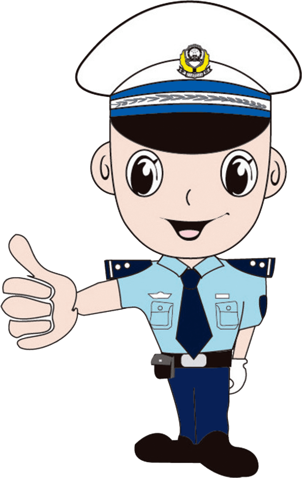 Friendly Cartoon Policeman Giving Thumbs Up PNG Image