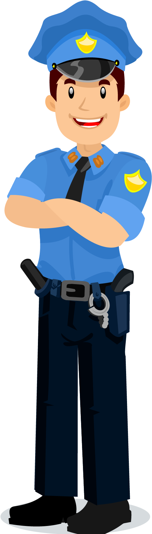 Friendly Cartoon Policeman Standing Vector PNG Image