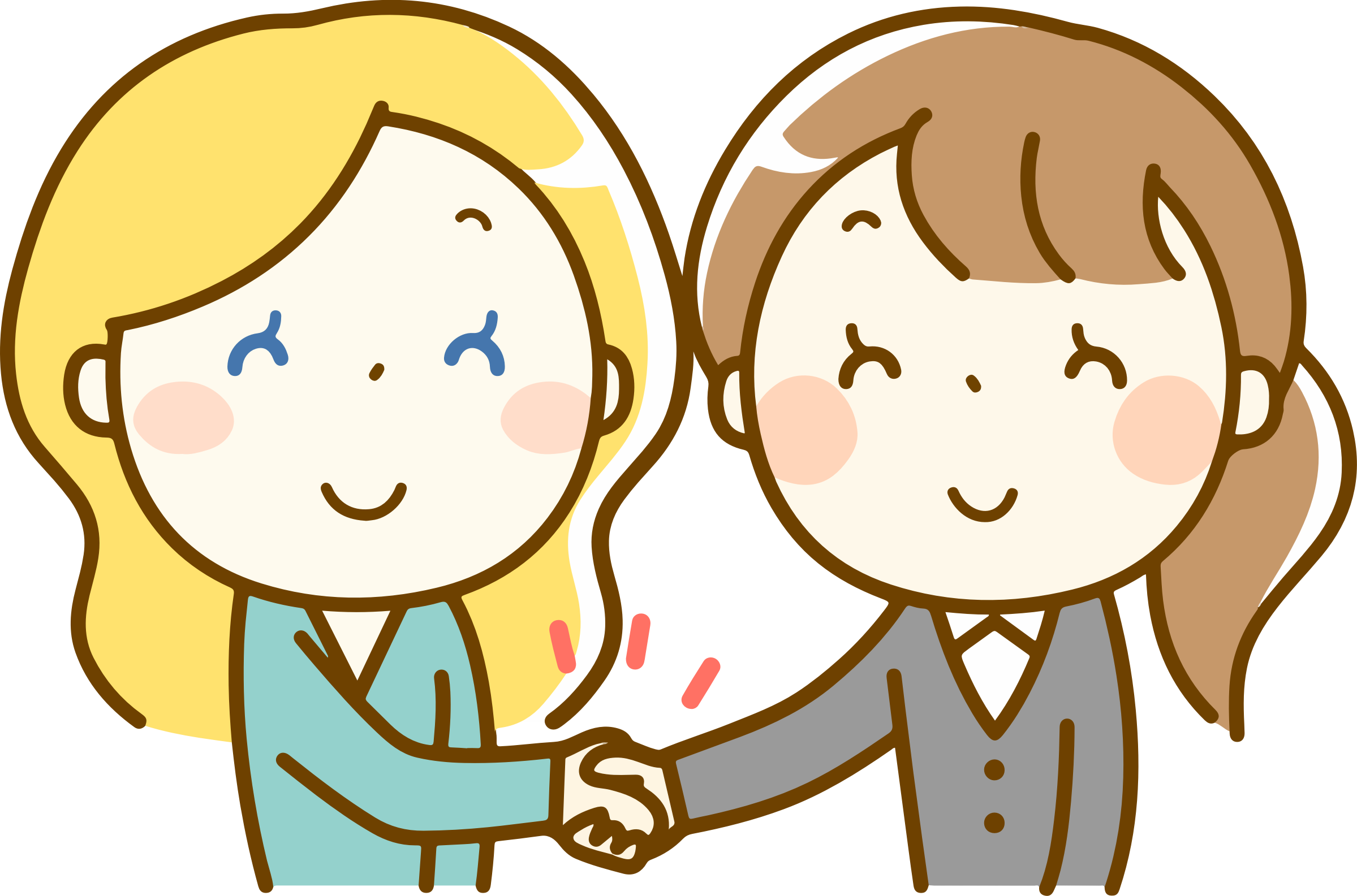 Friendly Handshake Cartoon PNG Image