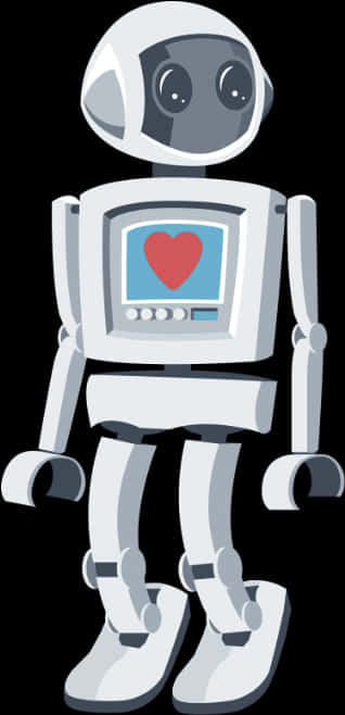 Friendly Robot With Heart Display PNG Image