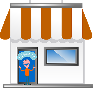 Friendly Storefront Welcome PNG Image