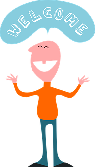 Friendly Welcome Cartoon Character PNG Image