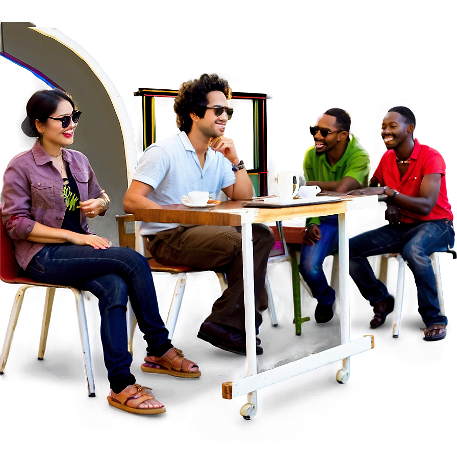 Friends At Coffee Shop Png Xyi PNG Image