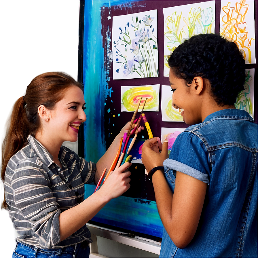 Friends In Art Class Png Tek PNG Image