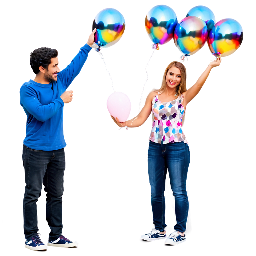 Friends With Balloons Png Orr PNG Image