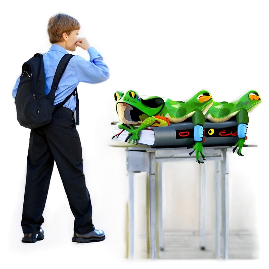 Frog At School Cartoon Png Hth PNG Image