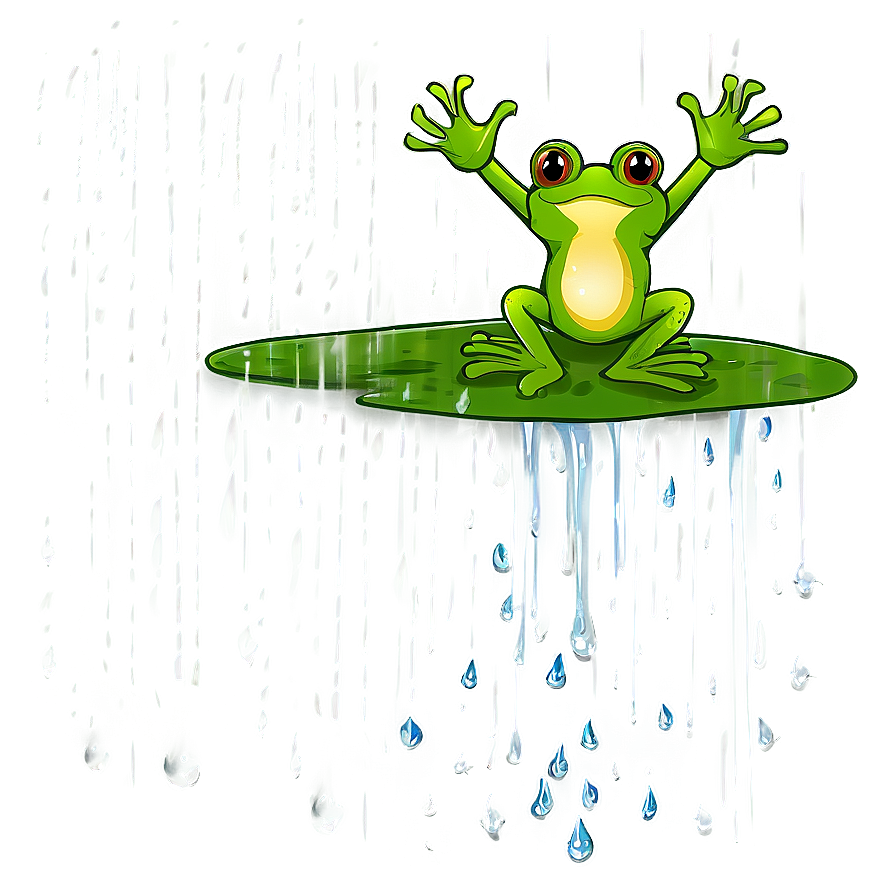 Frog In Rain Illustration Png 06212024 PNG Image