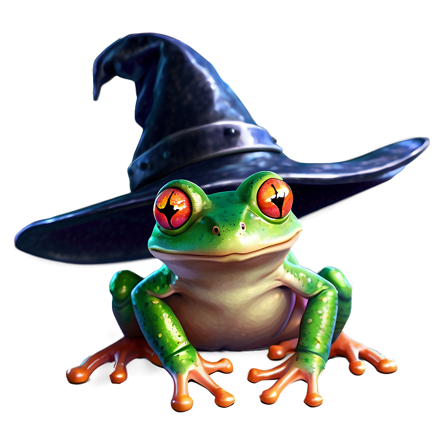 Frog In Witch Hat Png Hsw PNG Image