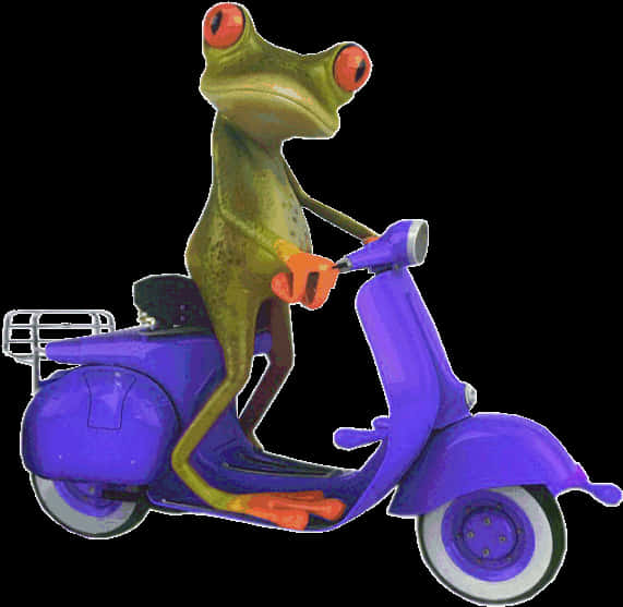 Frog On Scooter Cartoon PNG Image