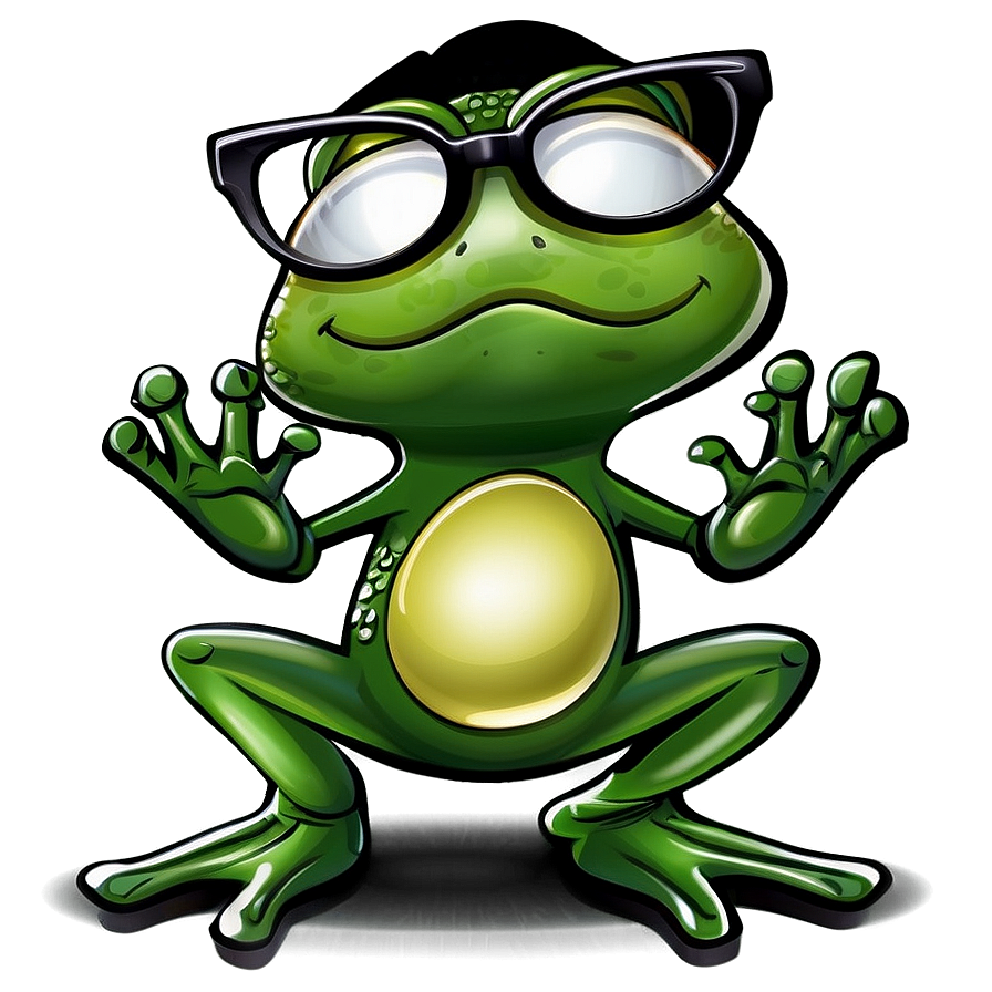 Frog With Glasses Cartoon Png Cqj PNG Image