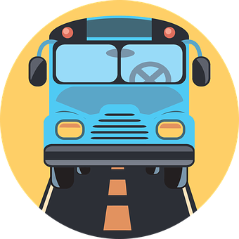 Front View Cartoon Bus Icon PNG Image