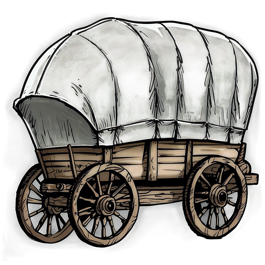 Frontier Covered Wagon Sketch Png 47 PNG Image