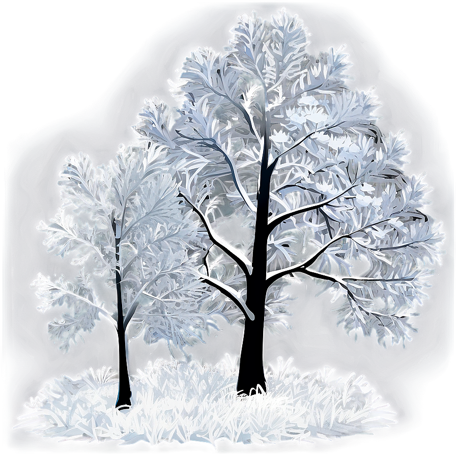 Frost Covered Winter Trees Png Lsf PNG Image