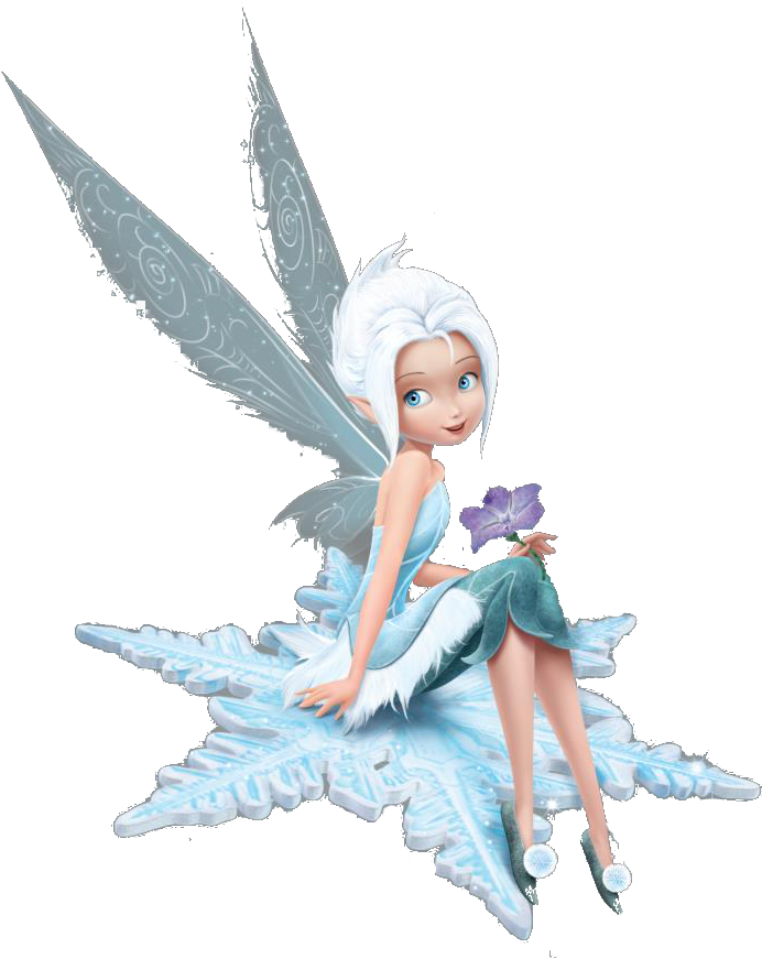 Frosty Fairy Sittingon Ice Flower PNG Image