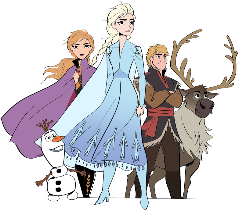 Frozen Characters Group Illustration PNG Image