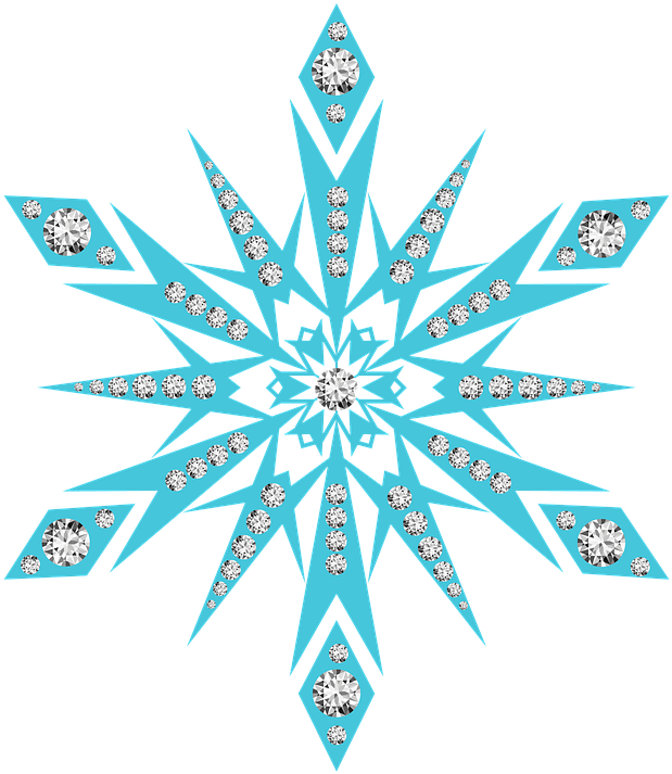 Frozen Diamond Snowflake Design PNG Image