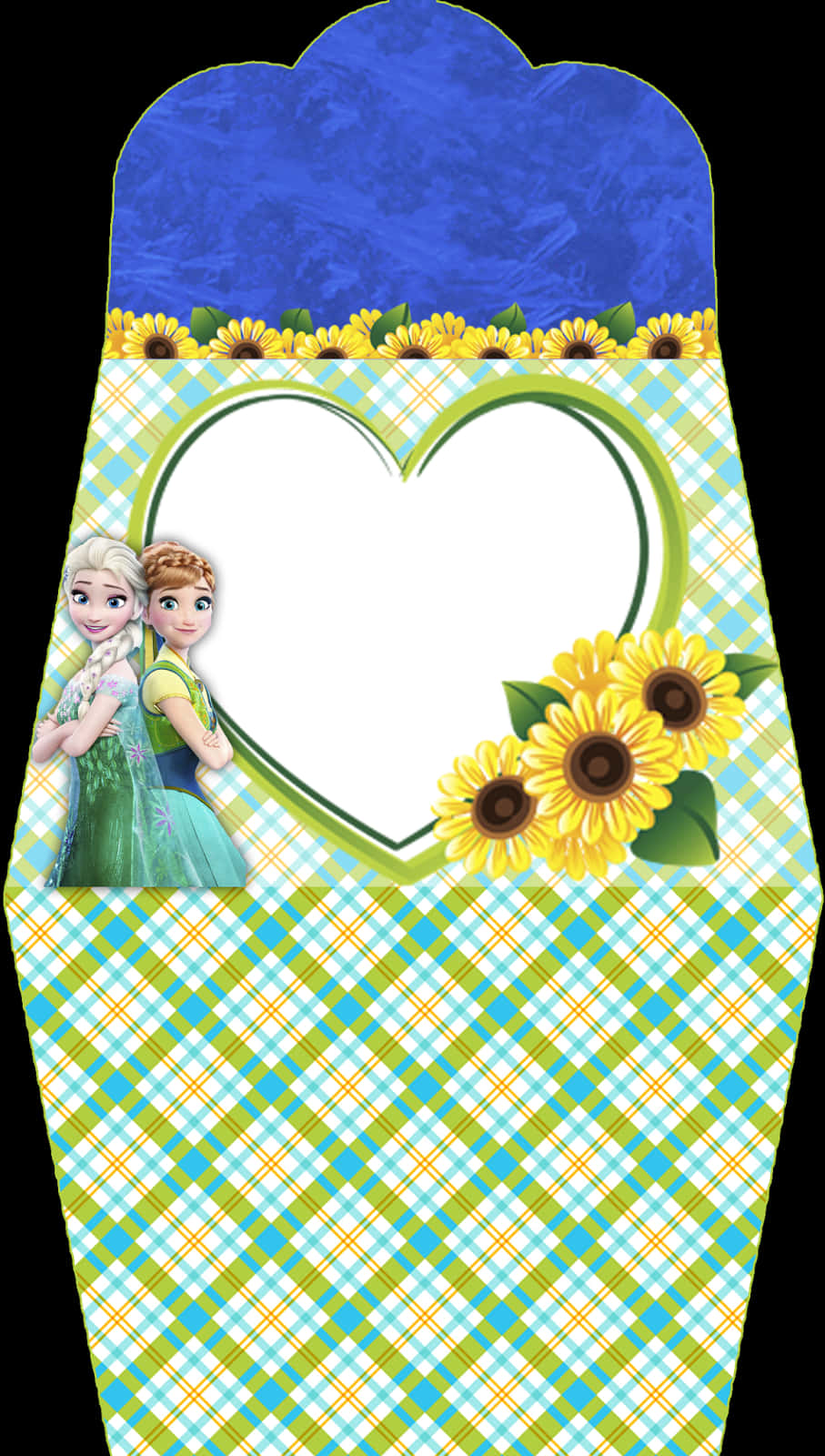 Frozen Elsa Anna Heart Frame PNG Image