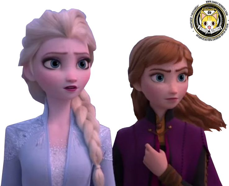 Frozen Elsaand Anna Sisters Concern PNG Image