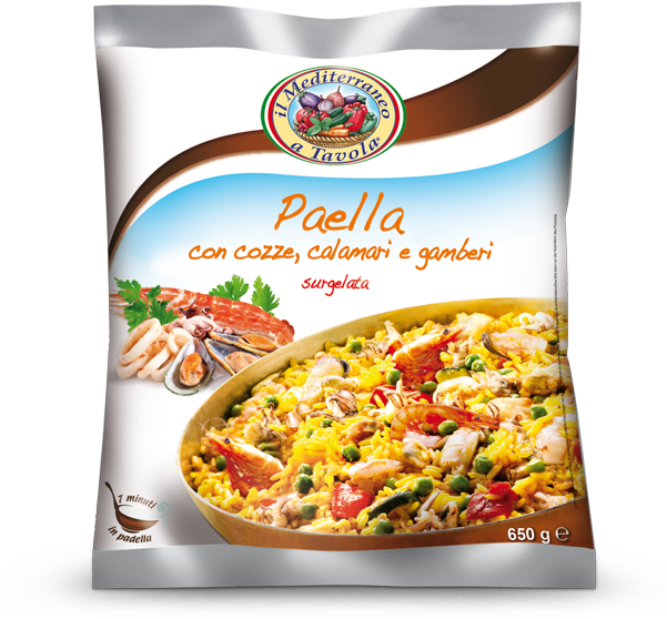 Frozen Seafood Paella Packaging PNG Image