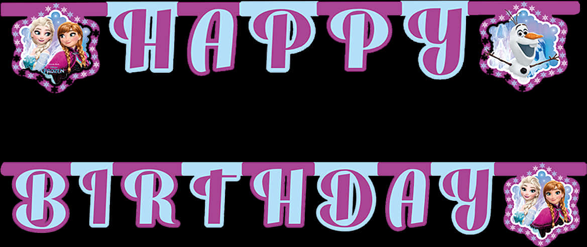 Frozen Theme Happy Birthday Banner PNG Image