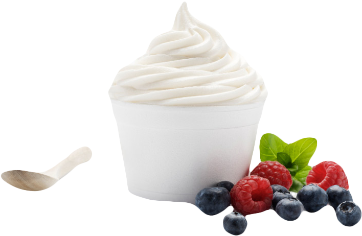 Frozen Yogurtwith Fresh Berriesand Spoon PNG Image