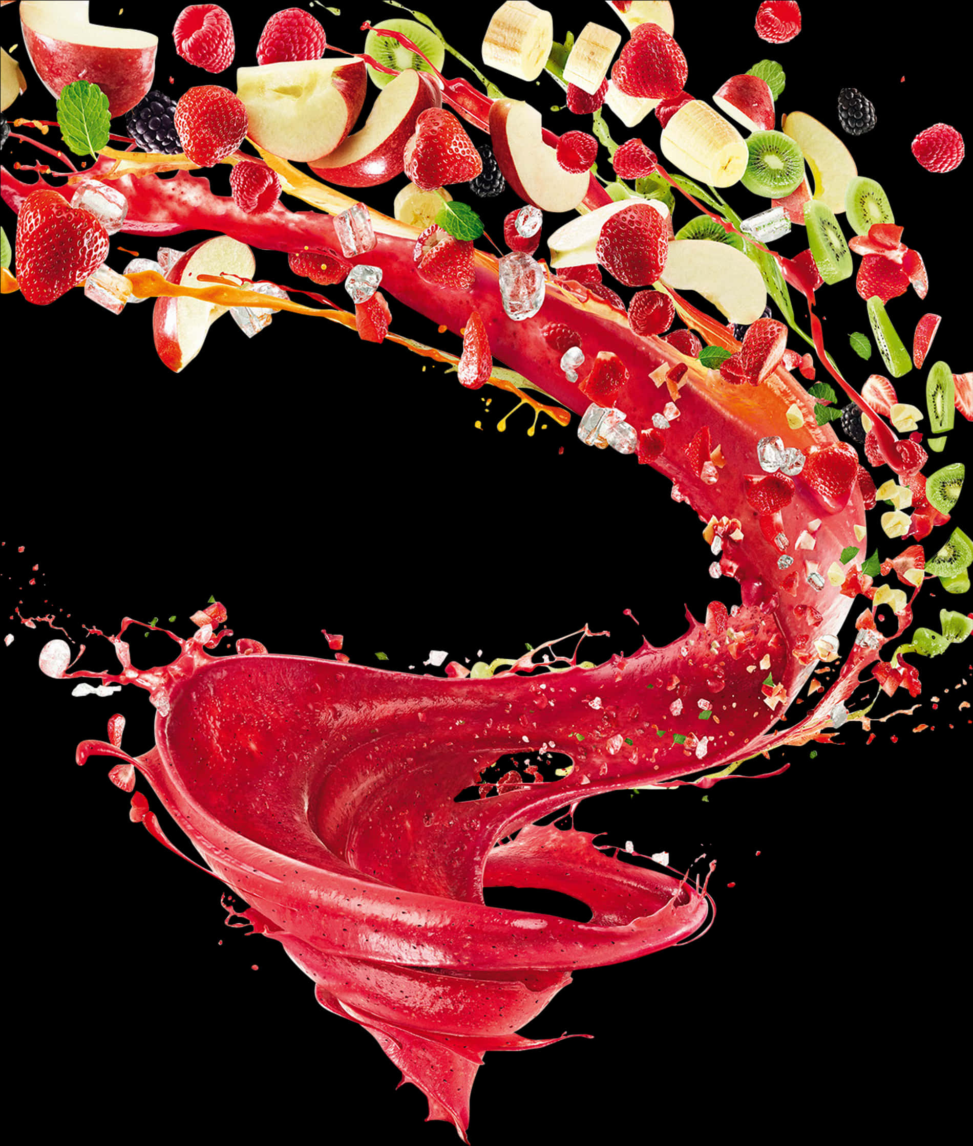 Fruit Splash Juice Twirl PNG Image