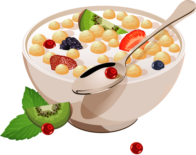 Fruit Topped Cereal Bowl Illustration PNG Image