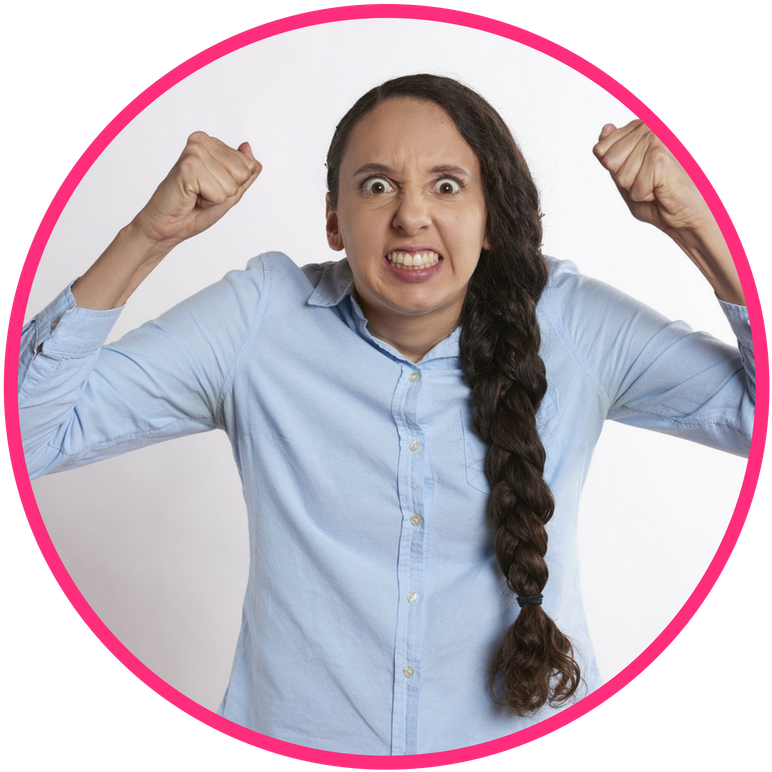 Frustrated Woman Clenching Fists PNG Image