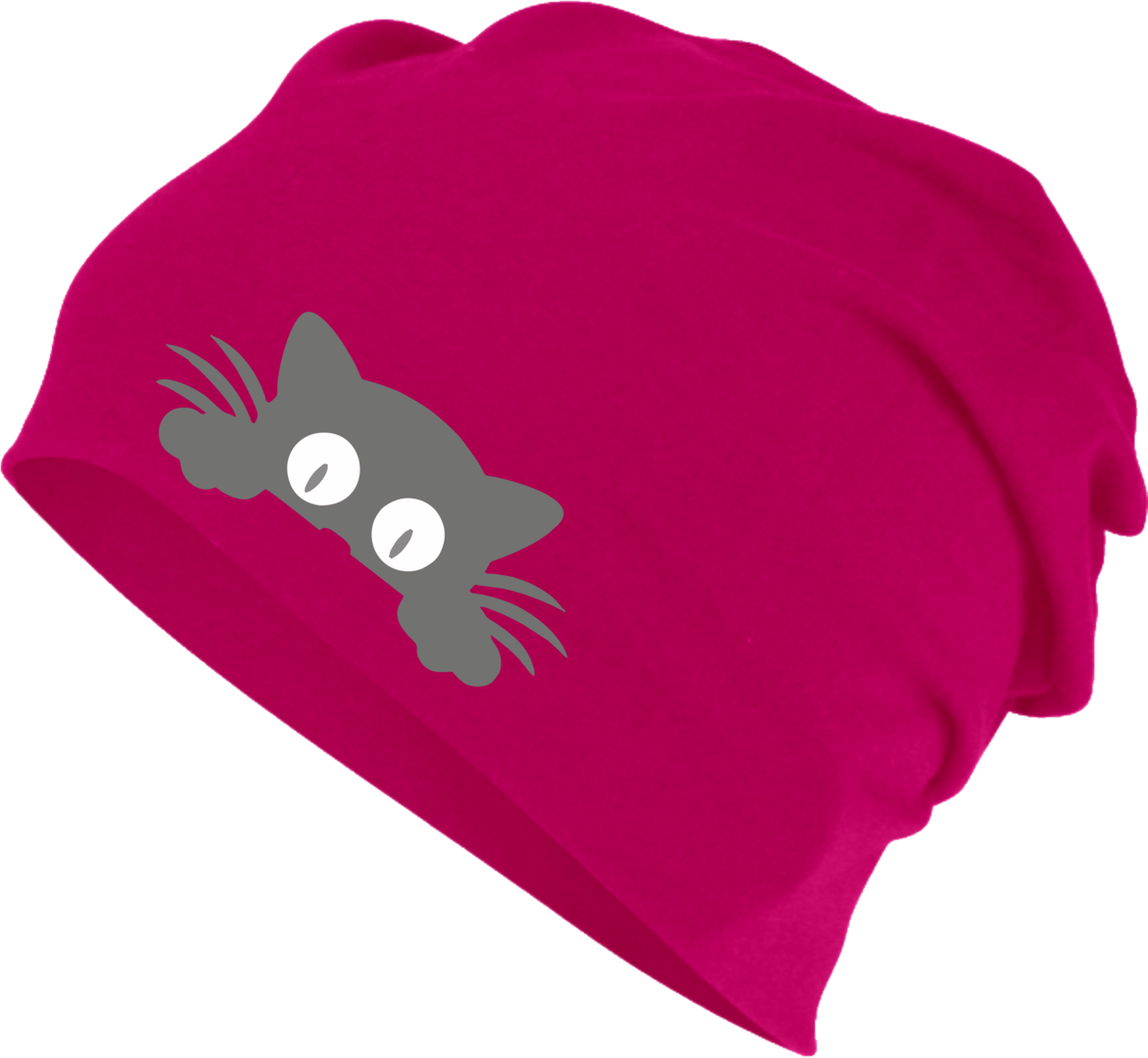 Fuchsia Cat Beanie Hat PNG Image