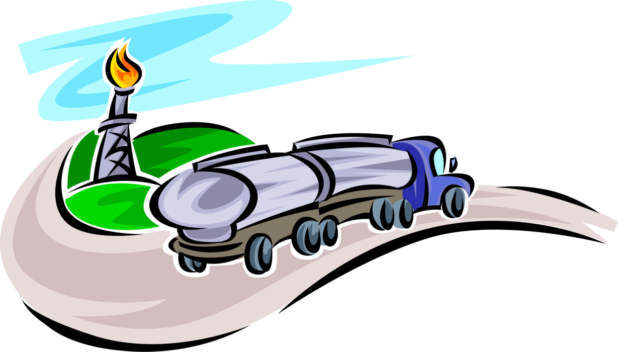 Fuel Tanker Truck Cartoon PNG Image