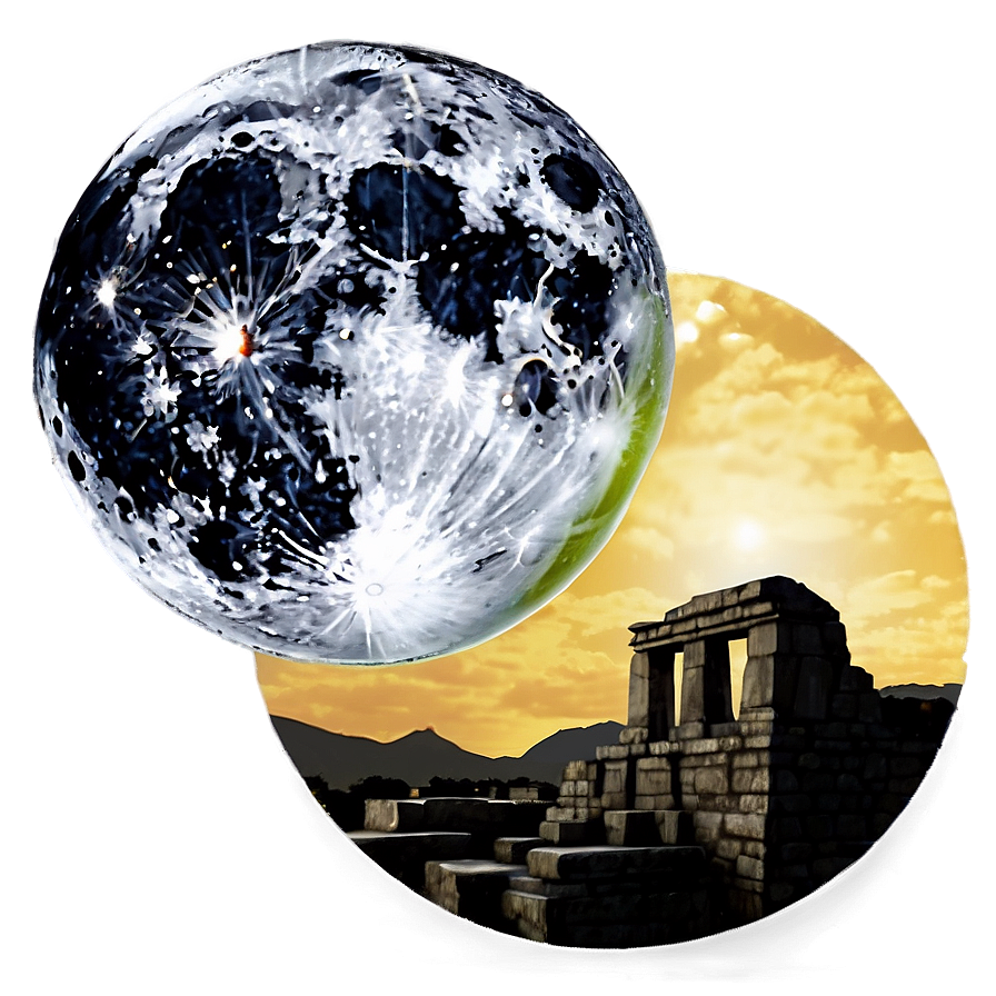 Full Moon Ancient Ruins Png Bwa PNG Image