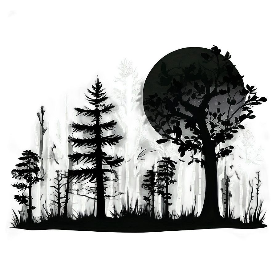 Full Moon Forest Silhouette Png 06262024 PNG Image