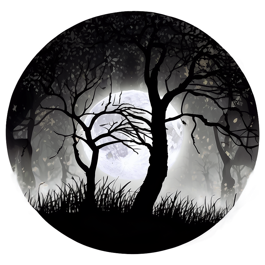 Full Moon Forest Silhouette Png Lvk98 PNG Image