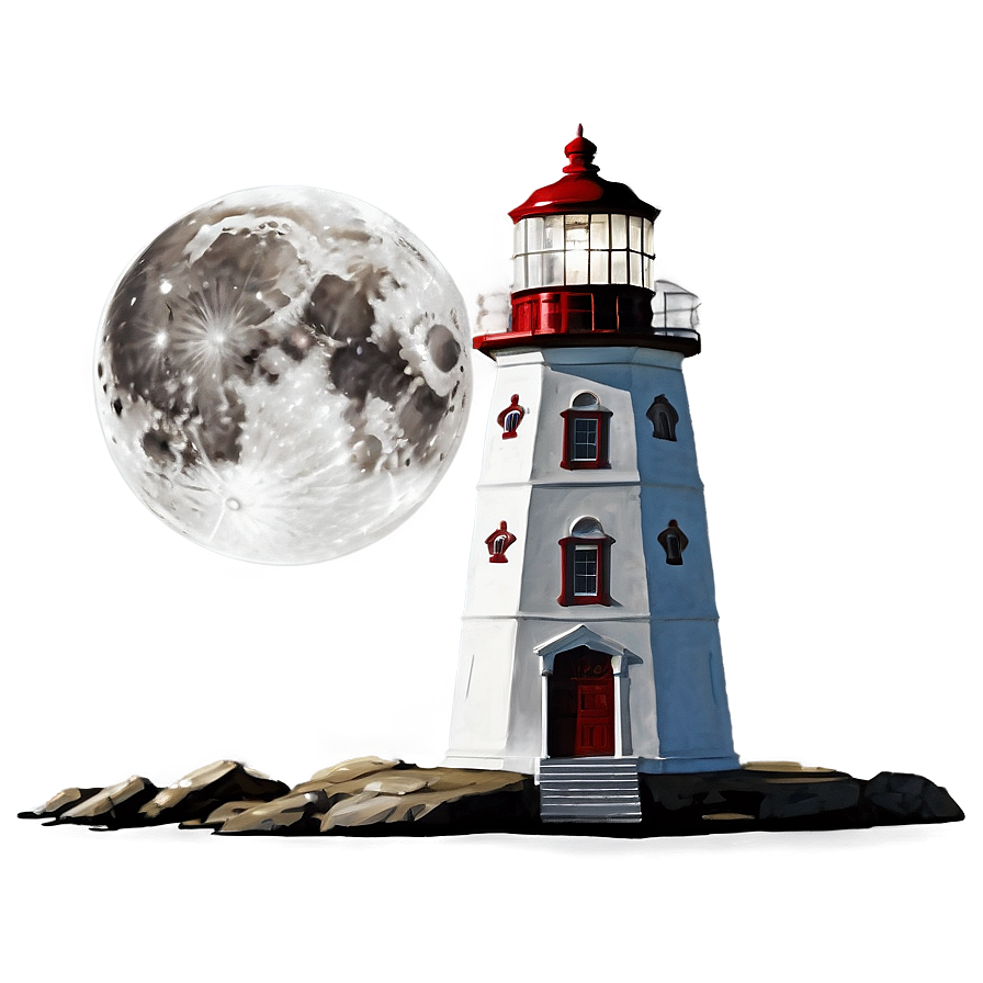 Full Moon Lighthouse Beam Png Vjm PNG Image