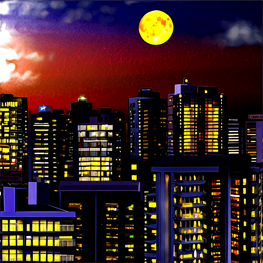 Full Moon Over Cityscape Png 51 PNG Image