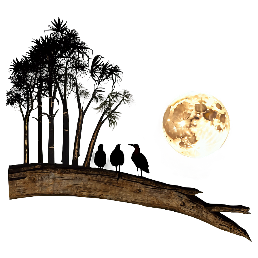 Full Moon Wildlife Scene Png Bqq PNG Image