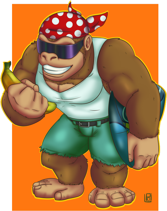 Funky Kong Surfer Style PNG Image