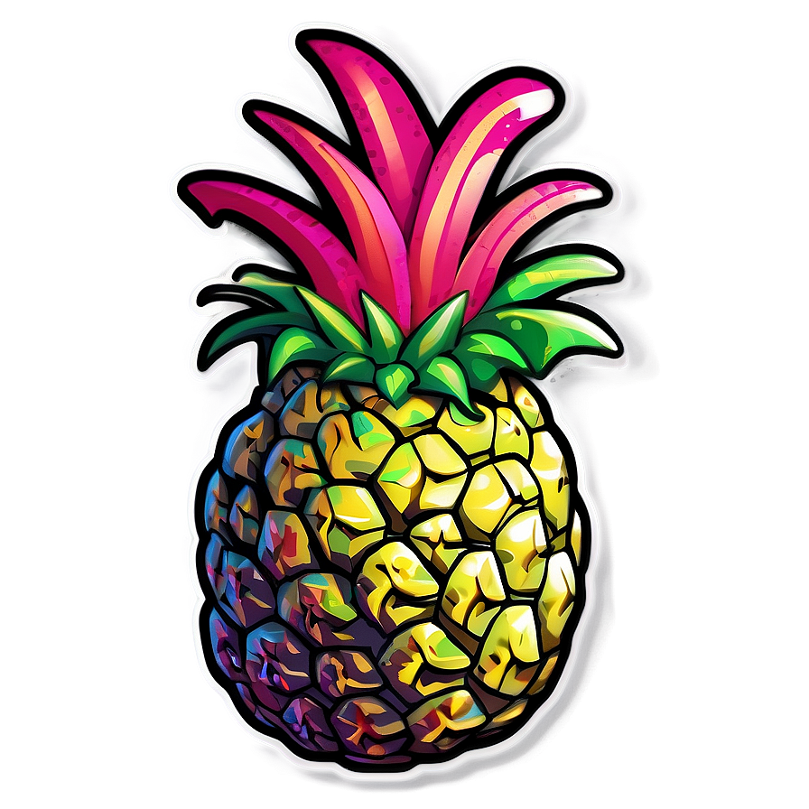 Funky Pineapple Sticker Png 05252024 PNG Image