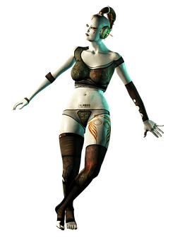 Futuristic Android Girl PNG Image