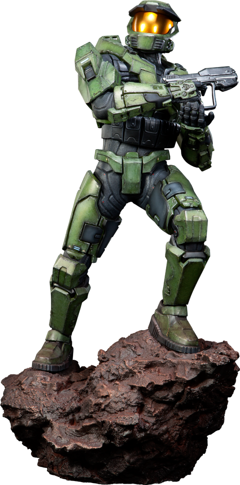 Futuristic Armored Soldier Statue PNG Image