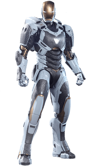 Futuristic Armored Suit Standing Pose PNG Image