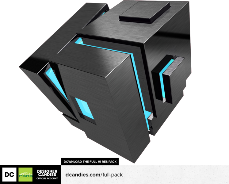 Futuristic Black Cube Design PNG Image