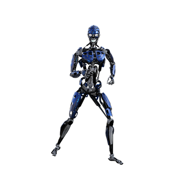 Futuristic Blue Robot PNG Image