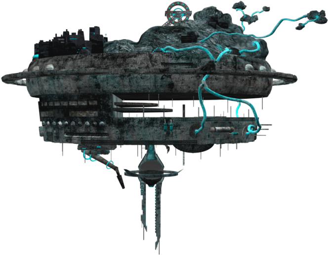 Futuristic City Spaceship Design PNG Image