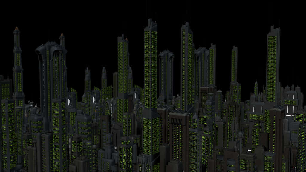 Futuristic Cityscapeat Night PNG Image