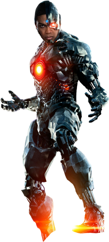 Futuristic Cyborg Hero Pose PNG Image