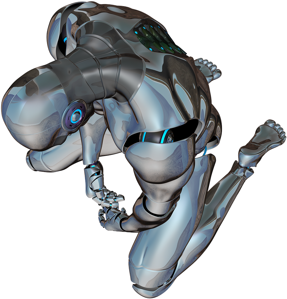 Futuristic Cyborg Pose PNG Image