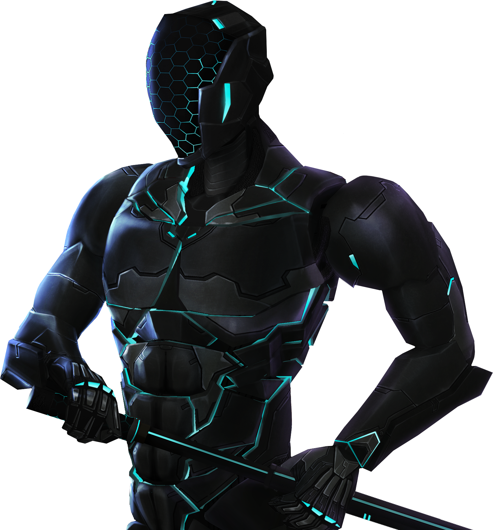 Futuristic Cyborg Warrior PNG Image