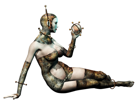 Futuristic Female Android Pose PNG Image